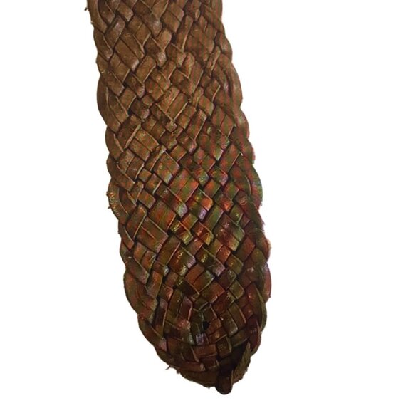 OMEGA Brown Woven Leather Braided Belt Boho Chic Size M - Picture 9 of 11